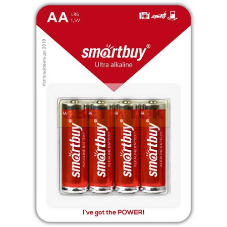1. Батарейка SMARTBUY LR6  316 BL4 SBBA-2A04B 1,5 V АА пальчиковая