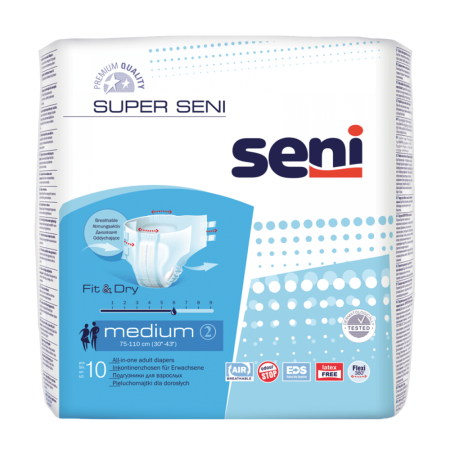 Подгузники дышащие для взрослых SUPER SENI Medium (обхат талии 75 - 110 см)