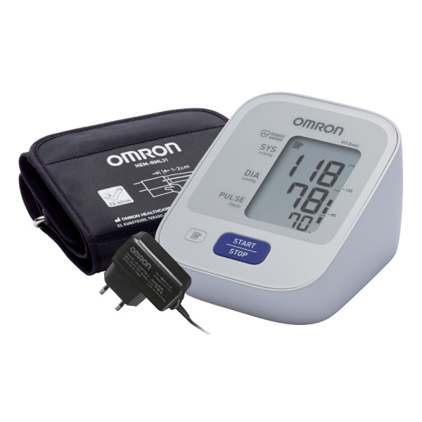 1. Тонометр Omron M2 Basic с адаптером универсальная веерообразная манжета 22-42 см